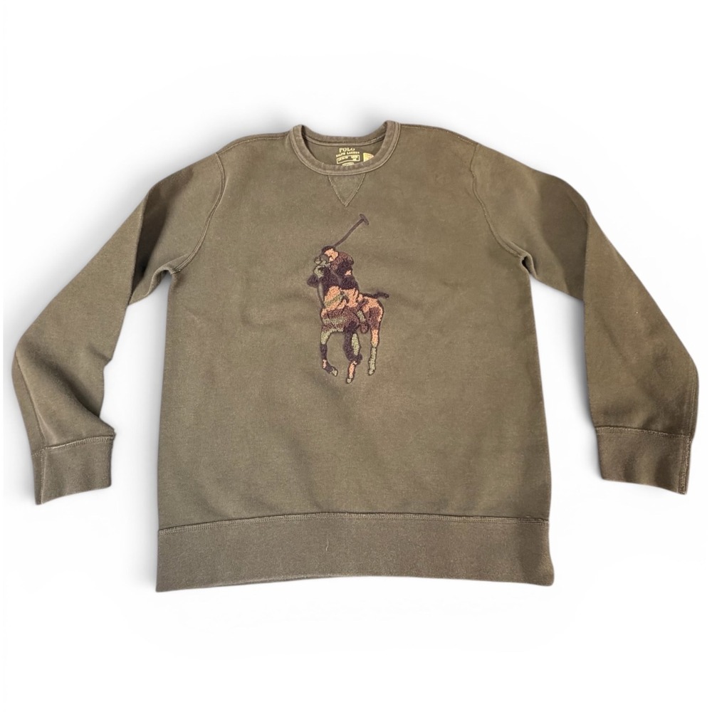 Polo Ralph Lauren Top Olive Green Big Pony Womens S or Youth Lg Preppy Camo